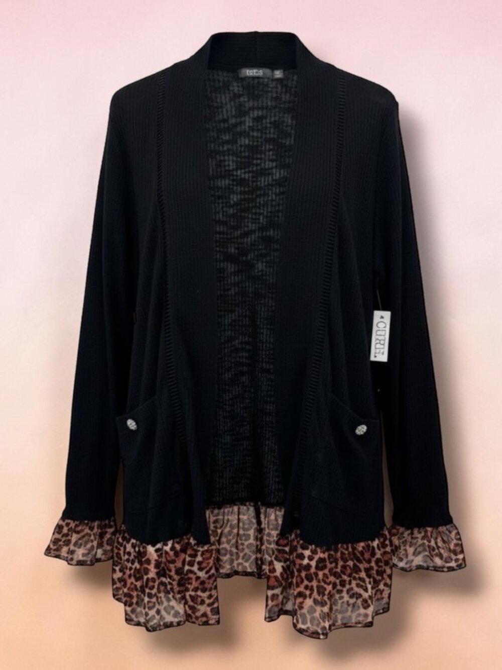 Cure‎ One Black Leopard Sparkle Cardigan XL